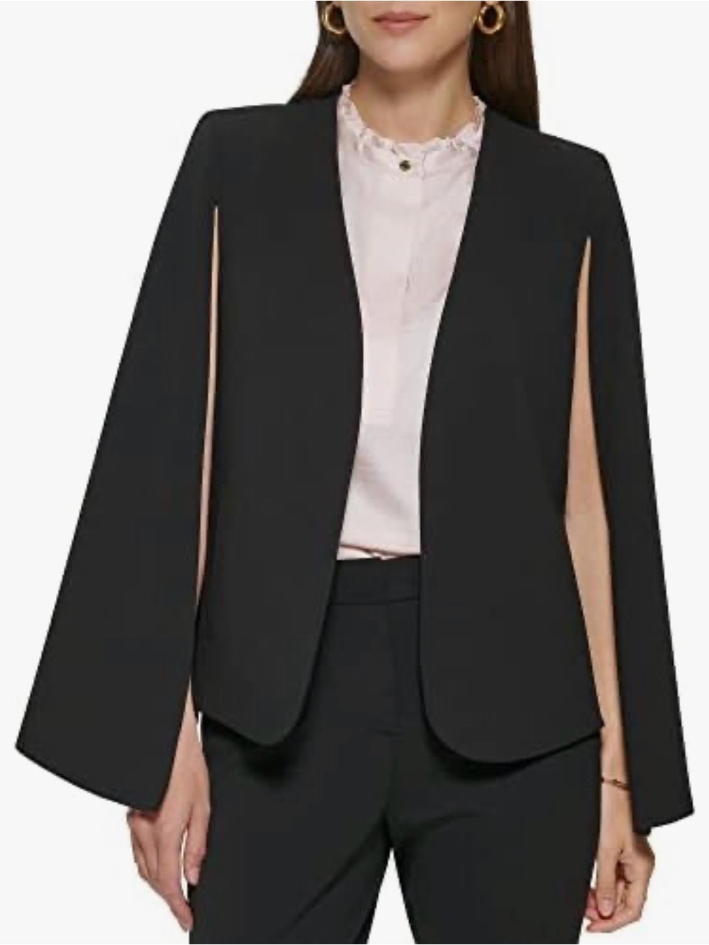 DKNY Black Cape Sleeve Blazer